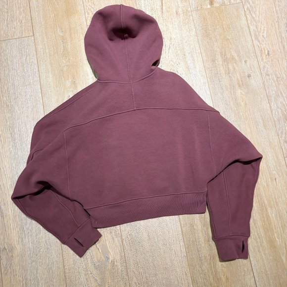 Lululemon Thick Fleece Zip Hoodie Smoky Red Size 8 Cropped Sweater - Picture 5 of 6